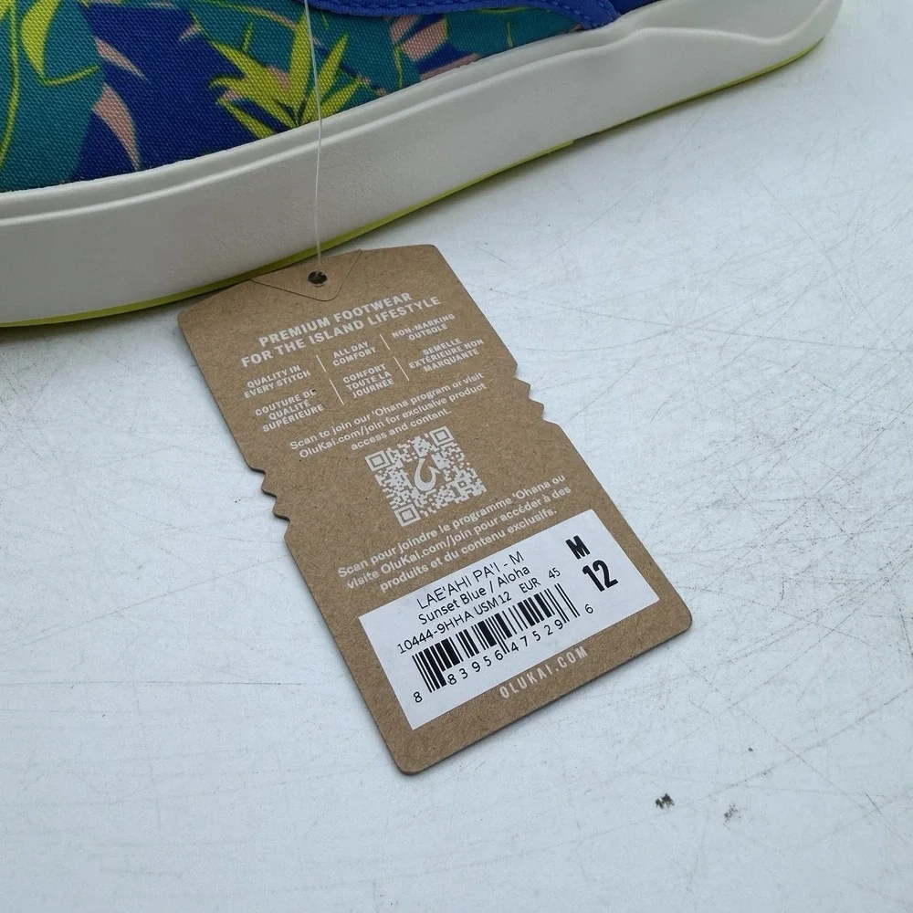 Olukai Lae'Ahi Pa'i Shoes Mens Sz 12 Sunset Blue Aloha Slip On Sneakers Tropical